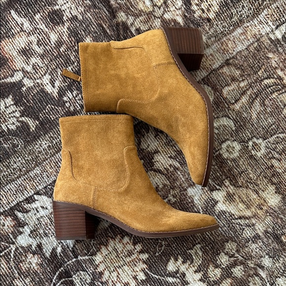 J. Crew Shoes - J. Crew Mustard Suede Block Heel Ankle Boots